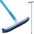 thumbnail image 1 of Cepillos para piscinas con poste de aluminio pulido de 6,7 pies, herramienta de limpieza de piscinas ajustable, cepillo de limpieza de algas con cerdas de nailon diseñado para limpiar paredes,, 1 of 5