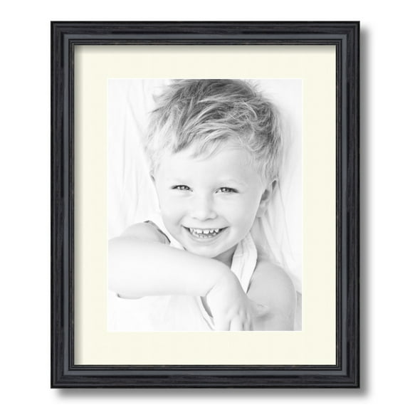 ArtToFrames 14x17 Matted Picture Frame with 10x13 Single Mat Photo Opening Framed in 1.25 Black Stain on Solid Red Oak and 2 Brilliant White Mat (FWM-4083-14x17)