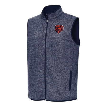 Men s Antigua Heather Navy Chicago Bears Fortune Full-Zip Vest