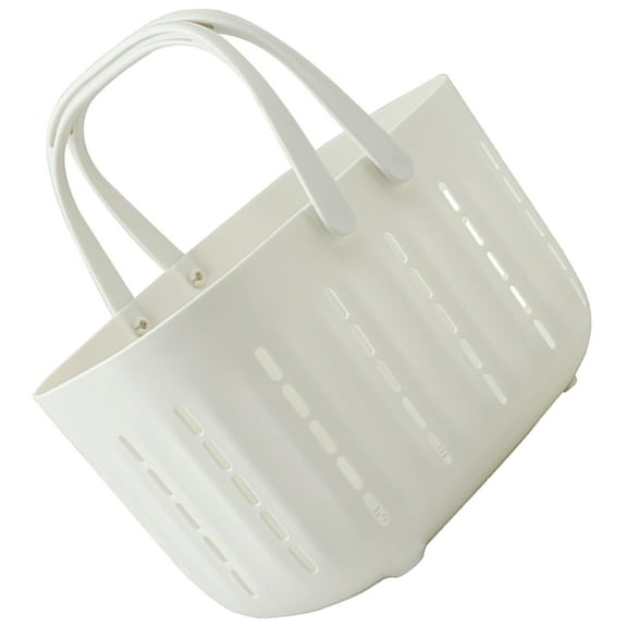 NICEXMAS White Plastic Shower Basket with Handle for Bathroom Storage and Organizing Toiletries and Cosmetics