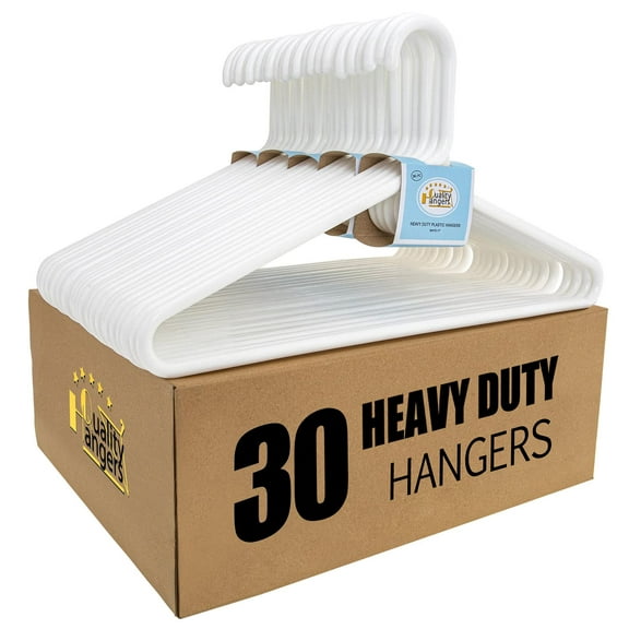 White Plastic Hangers 30 Pack Heavy Duty for Clothes, Thick 9mm Strong Closet Hangers with Hook for Scarves Belts Coats Jackets, Multipurpose Storage Solution (White, 30)