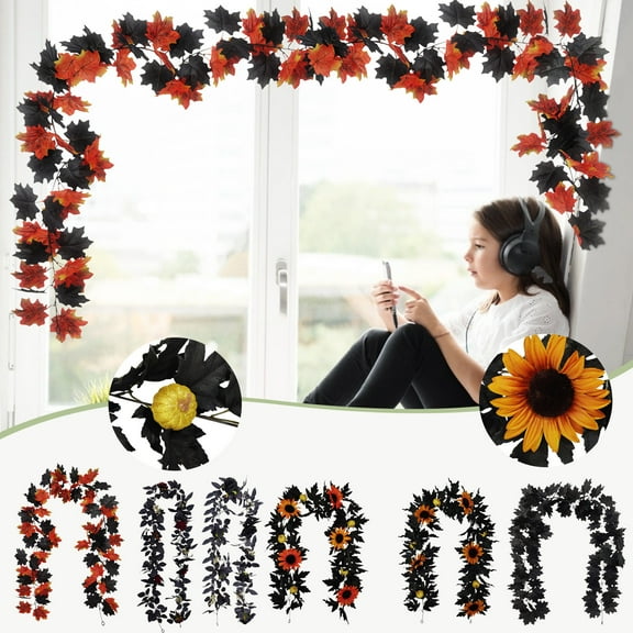 XGFHYJEH Halloween Garland Decorations Indoor Outdoor, Halloween Wall Hanging Simulation Maple Leaf Decoration Ornament, Halloween Scary Props Decor for Home Living Room Bedroom