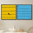 thumbnail image 2 of PixonSign Framed Wall Art Print Set Birds on Yellow and Blue Backgrounds Nature Wilderness Digital Art Modern Art Chic Group Colorful Multicolor for Living Room, Bedroom, Office - 16"x16"x2 Black, 2 of 5