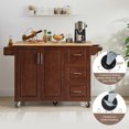 thumbnail image 2 of ZIVACATE Kitchen Island with Drop Leaf Countertop, Rolling Kitchen Island Cart, Barn Door Kitchen Island Table with Storage Cabinet and Tower Rack, Island Table On Wheels for Kitchen, Retro Brown, 2 of 9