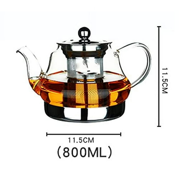 Induction Cooker Special Glass Teapot, Heat Resistant Borosilicate Glass Teapot With Stainless Steel Inner Filter,tea Kettle Stovetop Clear Glass Flower Teapot A