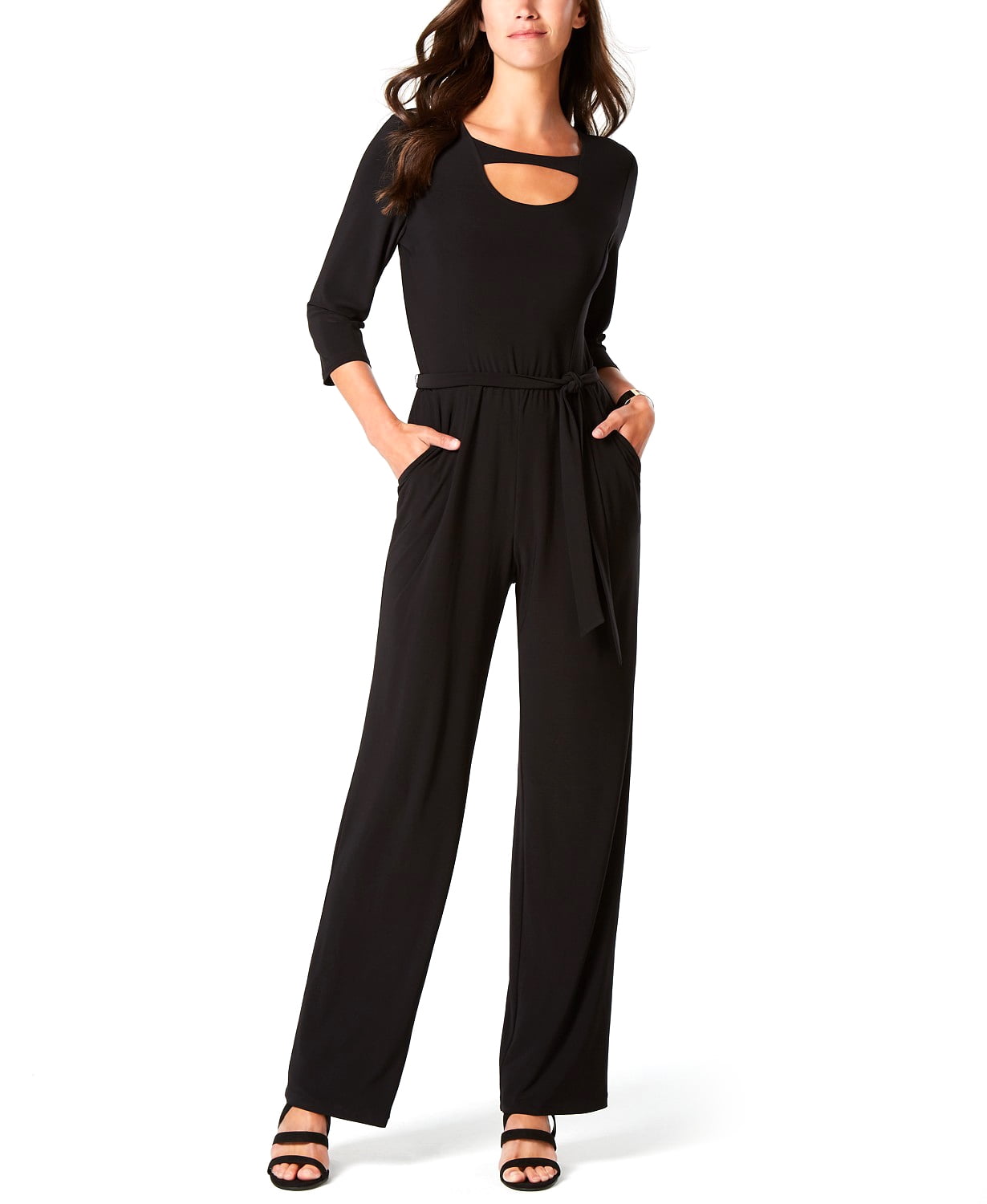 ny collection petite belted jumpsuit