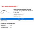 thumbnail image 2 of Power Steering Pressure Line Hose Assembly - Compatible with 1977 Ford F-100 RWD, 2 of 2