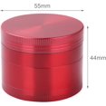 thumbnail image 3 of Molinillo de hierbas de 2,1" Molinillo de especias de aluminio de 4 piezas con raspador de polen, ideal para los amantes de la comida que buscan la excelencia culinaria-Rojo, 3 of 5
