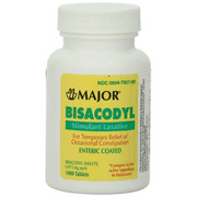 Major Bisacodyl, Stimulant Laxative, Relieves Occasional Constipation, Bottle of 1000 Tablets (Pack of 2)