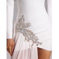 thumbnail image 5 of Vestido de noche BELLA BARNETT White Diamond de manga larga para mujer, 5 of 5