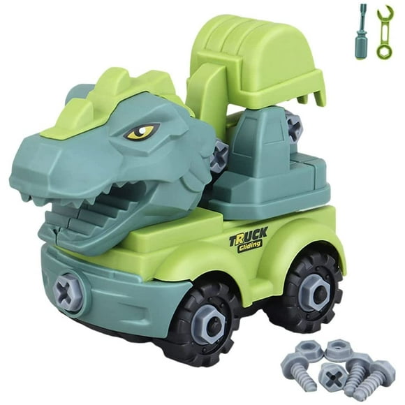 KATEA Fun Prendre à Part Dinosaure Camion de Transport & Outil de Construction Véhicules Dinosaure Voiture Jouet pour les Enfants Anniversaire Cadeau Jeu - Excavateur