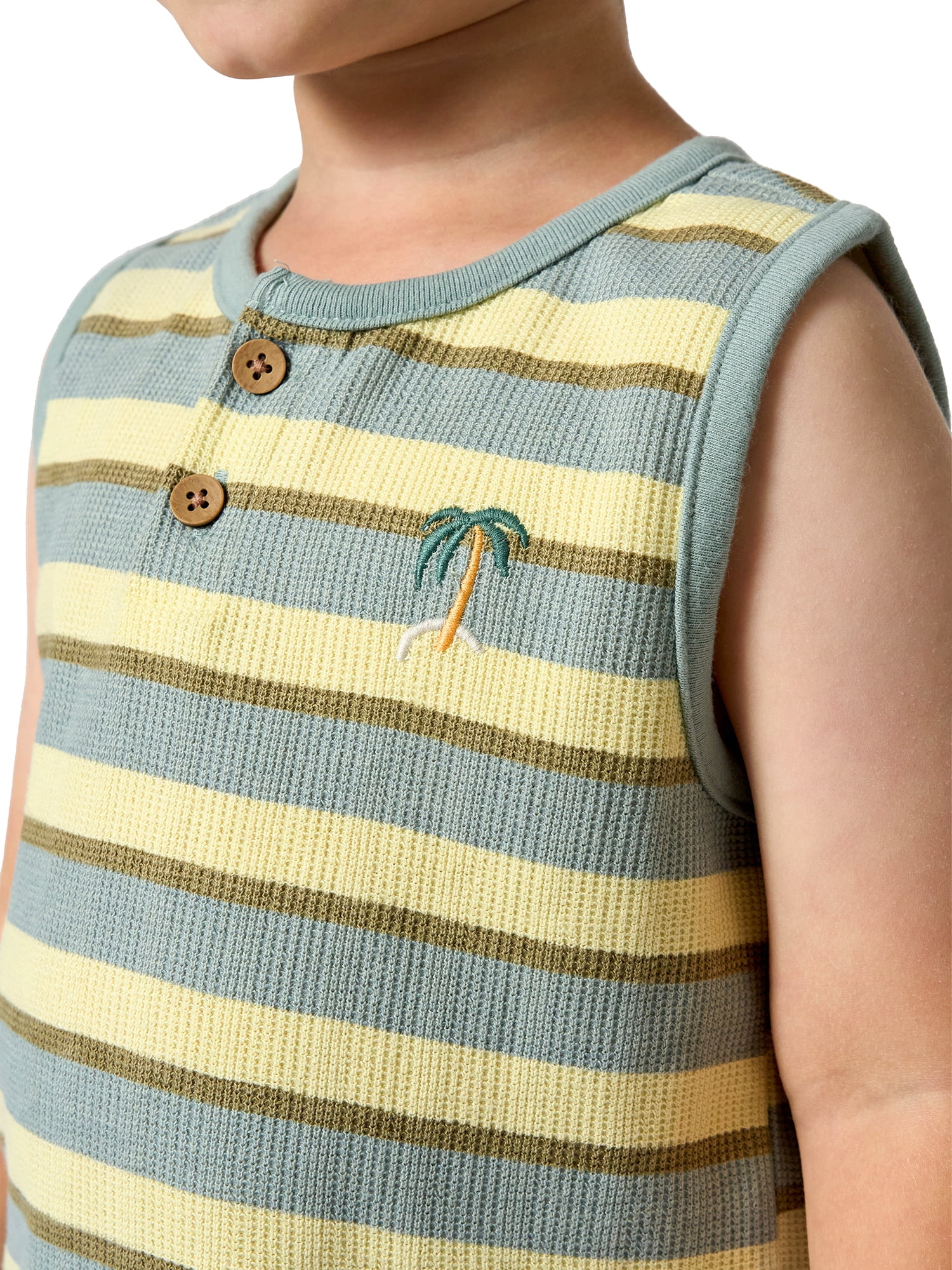 Modern Moments by Gerber Baby and Toddler Boy Organic Sleeveless Henley Top, Sizes 0/3 Months - 5T