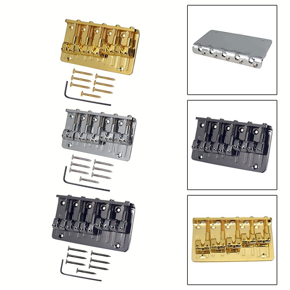 Hot Sales Adjustable 5-string Hardtail Bridge Guitar Saddles Screws Electric Box Guitar Plate Instrument Bass Bridge For Guitar