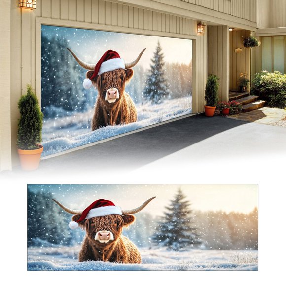 Binwennn Bannière de Noël Décorations de Porte de Garage Décoration de Noël Grande Couverture de Porte Décoration Intérieure Extérieure pour Fournitures de Fête de Noël Drapeau de Noël 28x40 Drapeau avec un Poteau