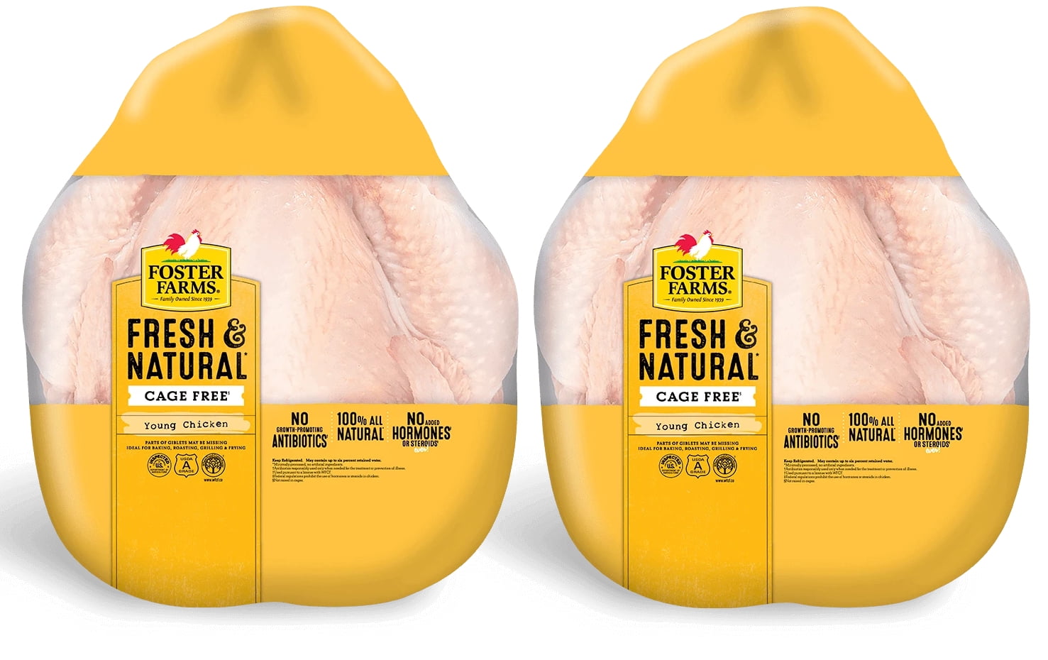 Foster Farms Whole Chicken Fryers Two Pack, 8.6 12.9 lb Walmart