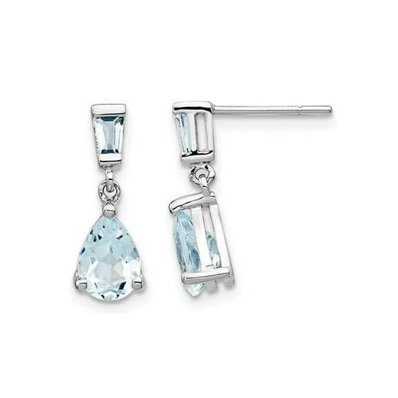 1.20 Carat (Ctw) Light Aquamarine Dangle Earrings in 14K White Gold for Women