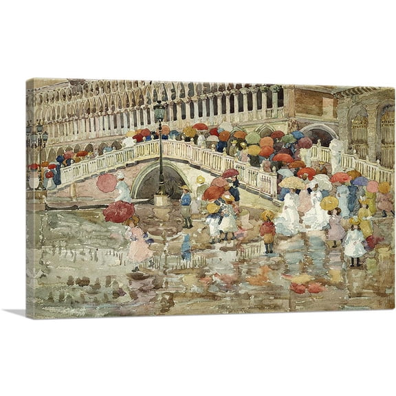 ARTCANVAS Umbrellas In The Rain 1899 Canvas Art Print by Maurice Prendergast - Size: 40" x 26" (1.50" Deep)