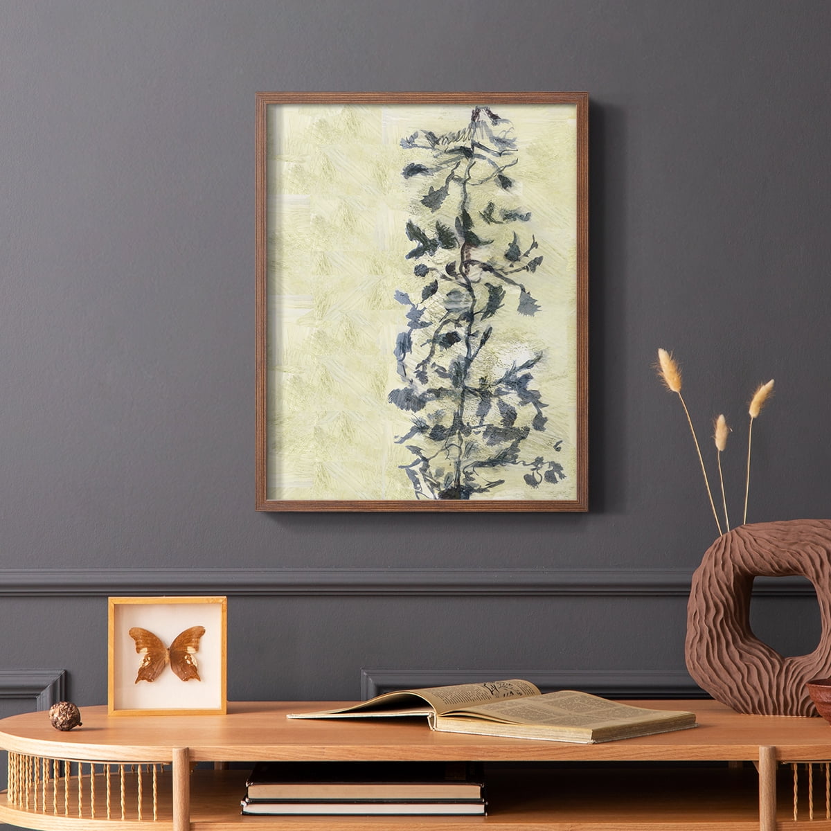 Chinoiserie 2 Tan I Framed Print in Brown Solid Wood Framed Print No Nail Hanging