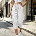 thumbnail image 2 of UKHCCC Women's Loose Fit Waffle Knit Capri Pants with Pockets Elastic Waist Drawstring Casual Summer Lounge Joggers Soft Cotton S-2XL, 2 of 9