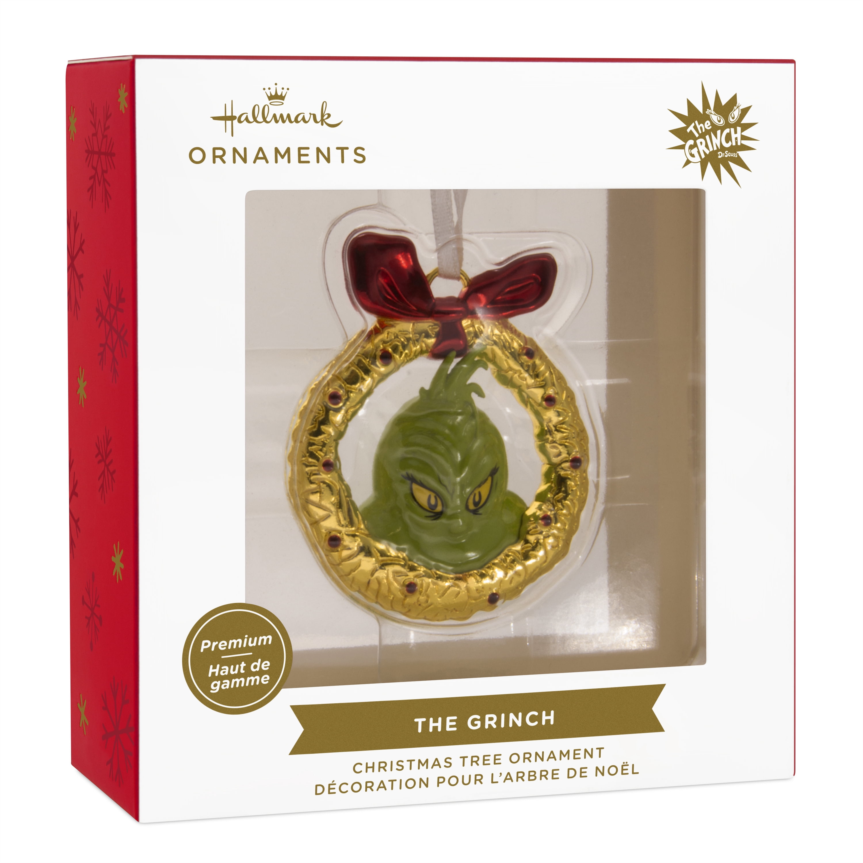 Hallmark Christmas Ornament (Grinch in Wreath, Metal), 1 Count