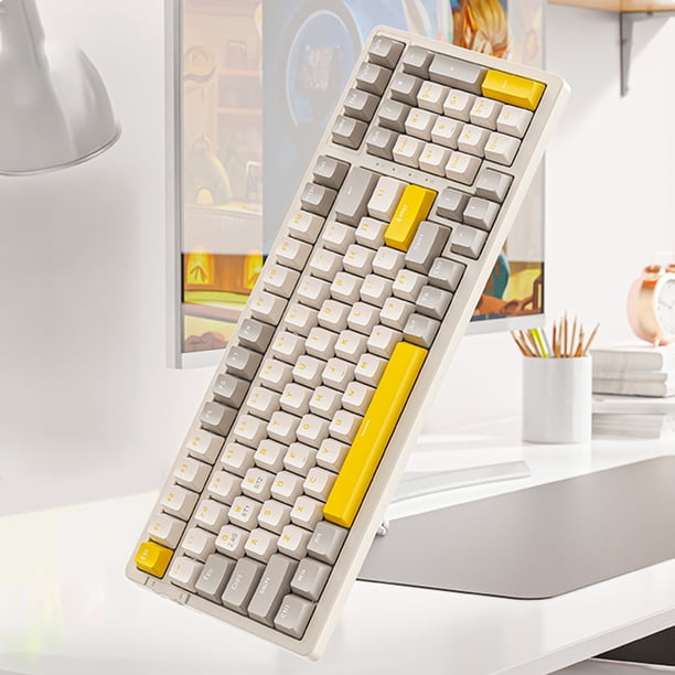 Teclado Gamer K96 Teclado intercambiable en caliente compatible con Bluetooth de modo dual (Cheese)