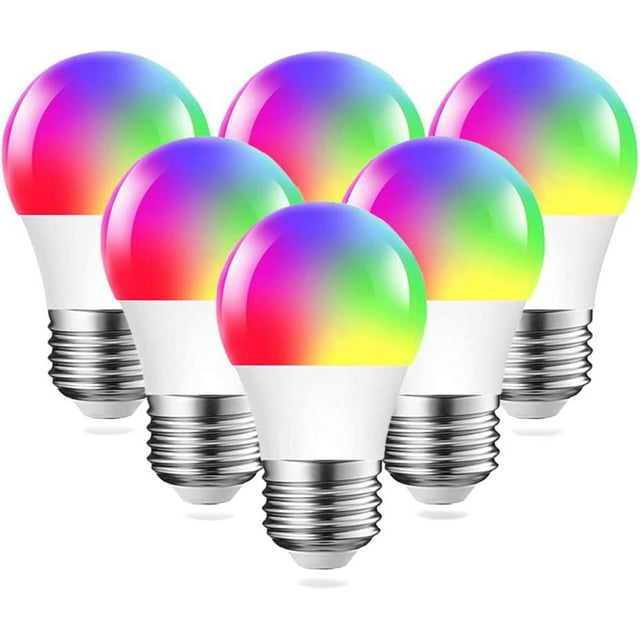 Bombilla inteligente RGB que cambia de color compatible con Alexa y Google Home, bombilla LED inteligente WiFi regulable de 12 W y 800 lm, paquete de 6