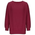 thumbnail image 5 of Women's Casual Solid Color Ribbed Knitted Sweater Basic Long-Sleeved Round Neck Pullover Sweater Top, 5 of 7