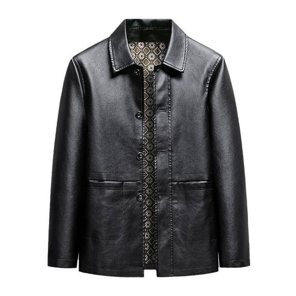 Men's Leather Jacket Stylish Windproof Outerwear for Autumn Winter Spring Casual Coat