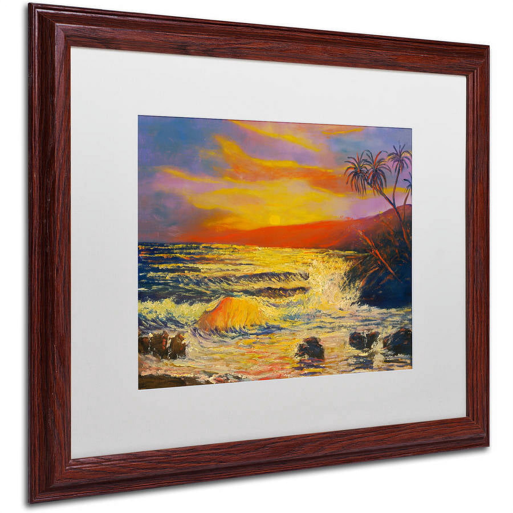 Trademark Fine Art "Maui Sunset" Canvas Art by Manor Shadian, White Matte, Wood Frame