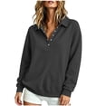thumbnail image 5 of LWITHSZG Womens Collared Henley Sweatshirt Fleece Lined Long Sleeve Sweatshirts Fall Winter Going&nbsp;Out Casual Pullover Tops Size L, 5 of 7