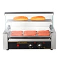 thumbnail image 4 of Hot Dog Roller 7 Rollers 18 Hot Dogs Capacity 1050W Stainless Sausage Grill Cooker Machine with Dual Temp Control Glass Hood Acrylic Cover Bun Warmer Shelf Removable Oil Drip Tray, ETL Certified, 4 of 6