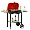 thumbnail image 4 of CRXX Portable BBQ Charcoal Steel Grill Camping Backyard Cooking w/ Wheels-Two Side Tables, 4 of 12