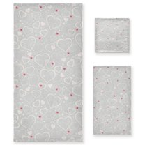 BZSMCE 3piece Bath Towel Sets Hand Bath Towels Fashion Gray Heart Printed Towel Sets