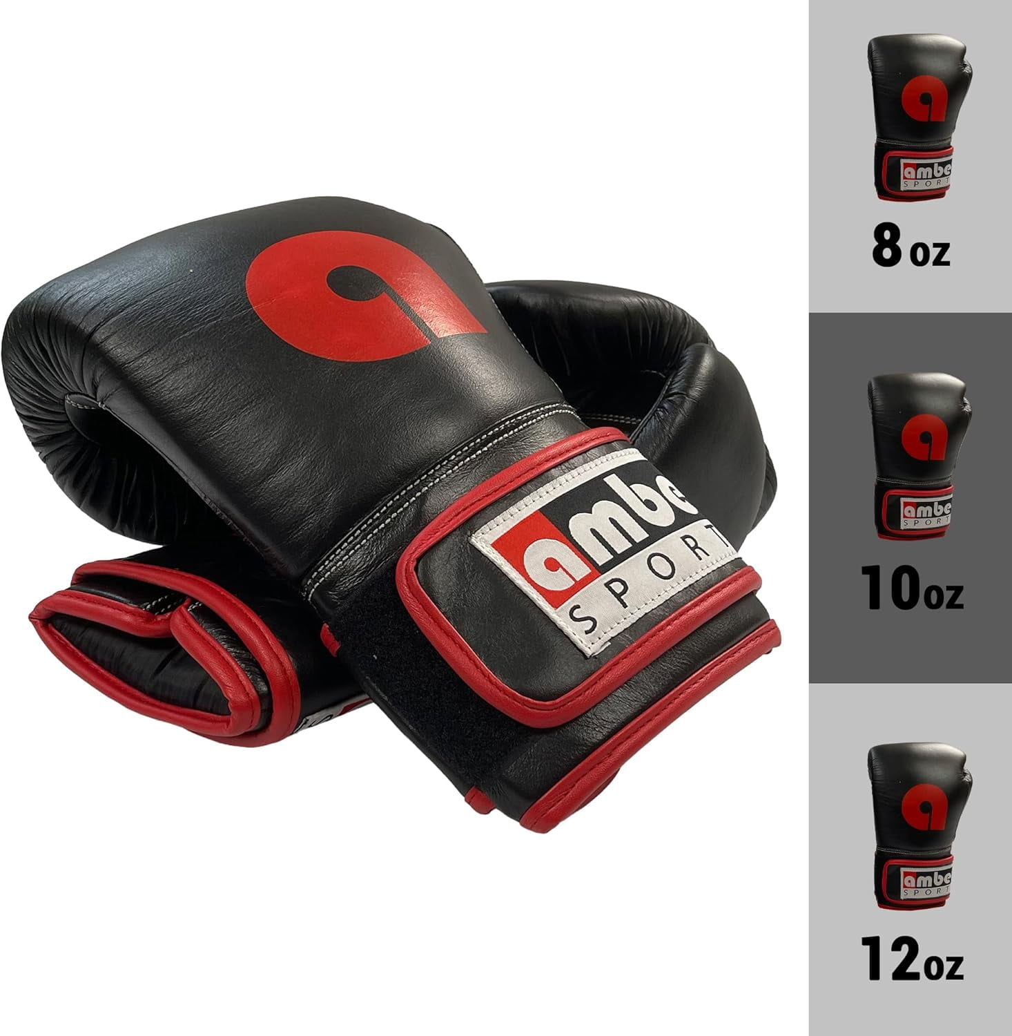 Professional Hook and Loop Leather Training Boxing Gloves, Durable Top-Grain Leather, Multi-Layered Foam, Pre-Curved Design, Ideal for Boxing, Kickboxing, Muay Thai, Sparring, 16oz
