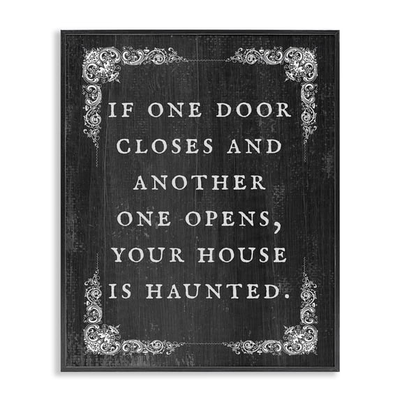 Stupell Industries Contemporary Funny Haunted House Phrase Black Framed Giclee Art, 11 x 14, by Lil' Rue