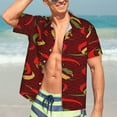 thumbnail image 7 of Sikiie Hot Chili Print Men's Hawaiian Shirt, Summer Beach Button Pocket Short Sleeve T-Shirt,Large, 7 of 7
