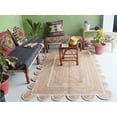 thumbnail image 2 of Area Rug Natural Jute Hand Braided Rug White Scalloped Runner, 2 of 7