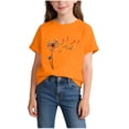 thumbnail image 2 of NAISIBABY Girls Cotton T-Shirt, Crewneck Rolled Short Sleeve Fashion Graphic Summer Casual Tee Orange Size 2, 2 of 5