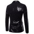 thumbnail image 2 of Mufeng Men Shiny Sequin Blazer Jacket Stylish One Button Tuxedo Suit Jackets for Party Dinner Prom Black S, 2 of 3