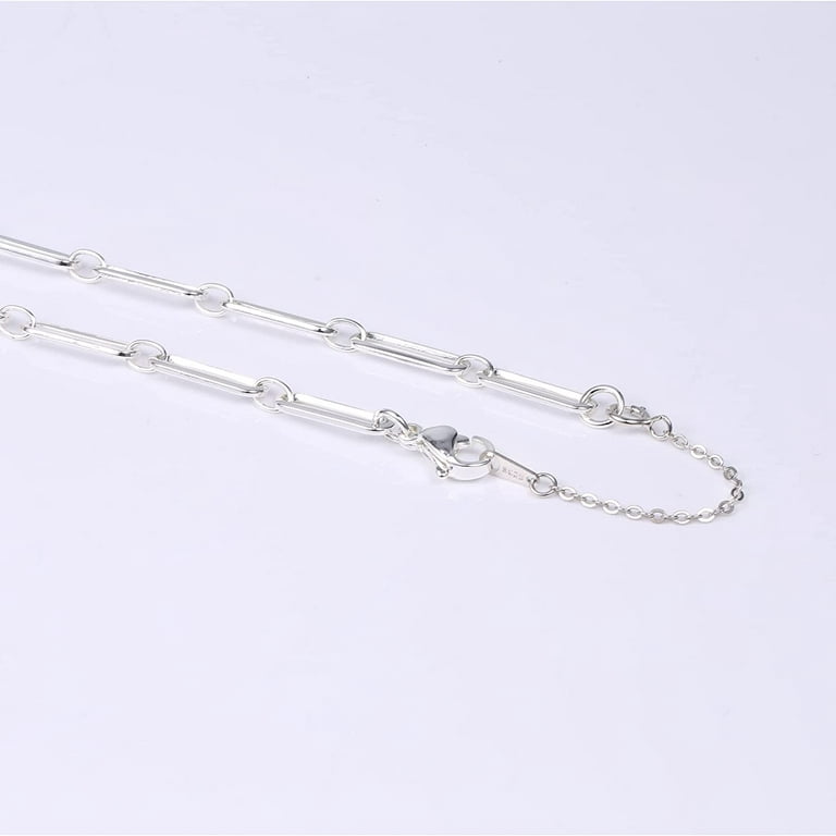 3 Pcs Sterling Silver Necklace Extender Silver Bracelet Extender Anklet  Necklace Extension Chains for Jewelry Making(1 2 3 Inch, White Gold Plated)
