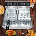 thumbnail image 4 of Commercial Deep Fryer with 2 Basket, 16.8QT/16L Countertop Electric Deep Fryer with Double Tanks and Temperature Control for Restaurant and Home Use, 1800 W+1800 W, 4 of 8