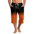 thumbnail image 2 of Mens Swim Trunks Men's Gradient Print Casual Drawstring Cropped Capri Pants Resort Swim Trunks Beach Shorts with Elastic Waist Quick-Dry Summer Pants for Vacation Travel Orange 3XL, 2 of 9