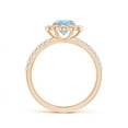 thumbnail image 2 of ANGARA Natural Vintage Style Aquamarine Flower Ring with Diamond Accents in 14K Rose Gold for Women (Size-6mm) | March Birthstone, Anniversary, Jewelry Gift for Women | Natural Aquamarine Ring, 2 of 9