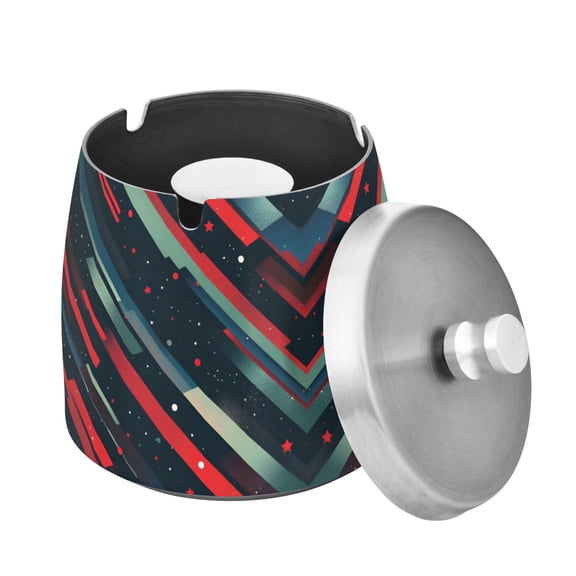 Yayeee Ashtray with Lid for Cigarette Smokeless Stainless Steel Home Ash Holder, Stars Abstract Lines