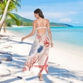 thumbnail image 7 of FORMRS Womens Long Sarong Beach Wrap Semi-Sheer Bikini Skirt Bathing Swimsuit Cover Up, Blue Starfish, 7 of 7