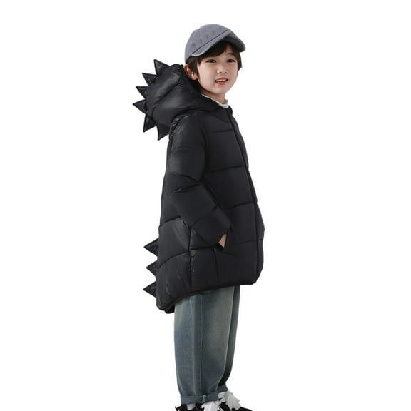 WOYY Winter Boys Girls Dinosaur Long Down Coat Lightweight Winter Outerwear, Sizes 3-4T