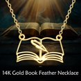 thumbnail image 6 of YAFEINI 14K Gold Book Necklace for Women Quill Pen Jewelry Reading Writing for Book Lovers Teacher Appreciation Gifts Graduation Jewelry, 6 of 6