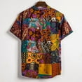 thumbnail image 3 of DPTALR Chemise Ethnique à Manches Courtes pour Hommes en Coton et Lin Imprimé Hawaïen, 3 of 9