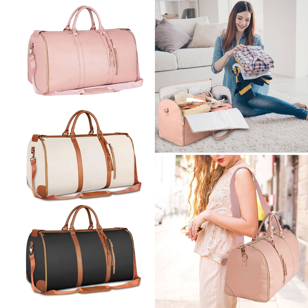Osdhezcn Garment Bag with Shoulder Strap PU Folding Suit Bag for Man Women Travel Bag