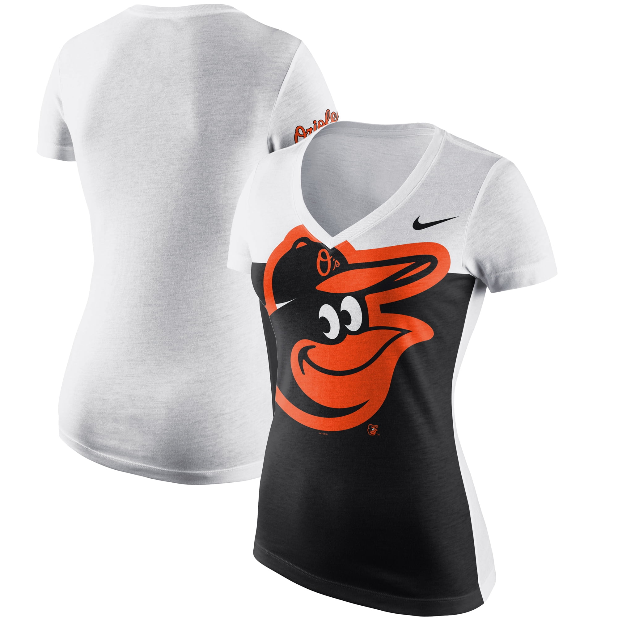 Baltimore Orioles Nike Women's Logo Blocked 1.6 TriBlend VNeck T